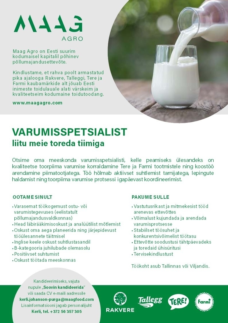 Maag Agro AS Varumisspetsialist