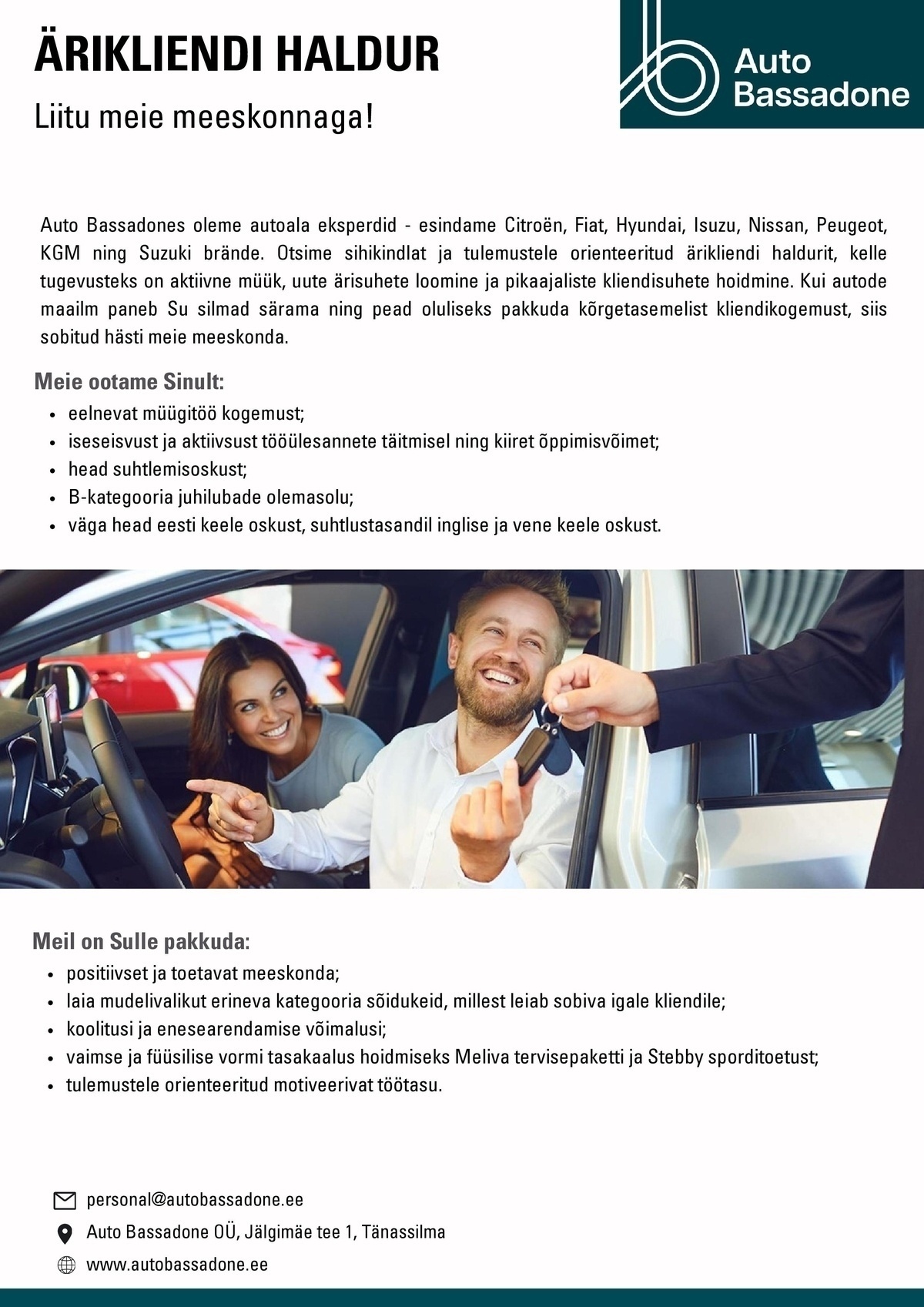 Auto Bassadone OÜ Ärikliendi haldur