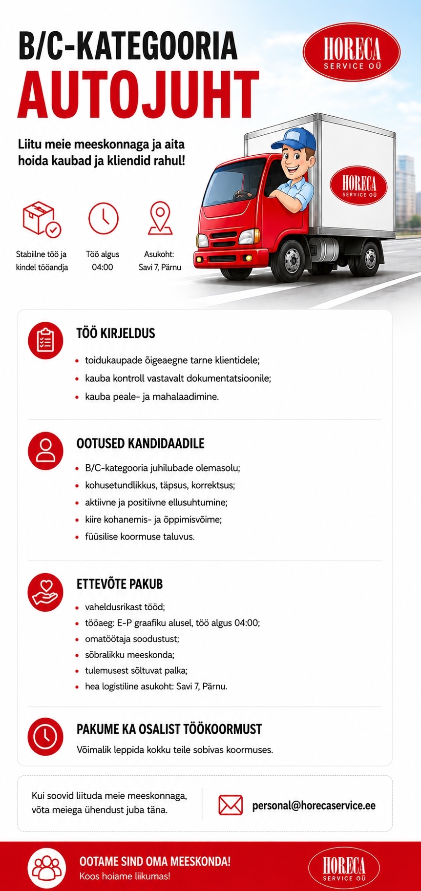 Horeca Service OÜ C-kategooria autojuht (Pärnu)