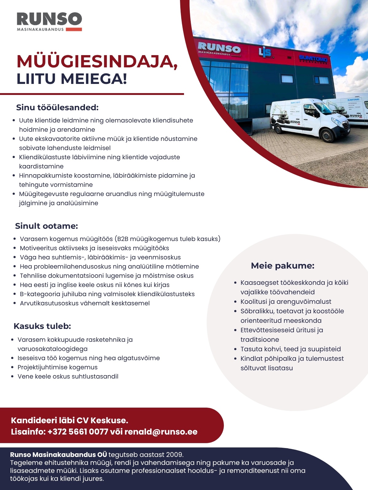 RUNSO MASINAKAUBANDUS OÜ Müügiesindaja
