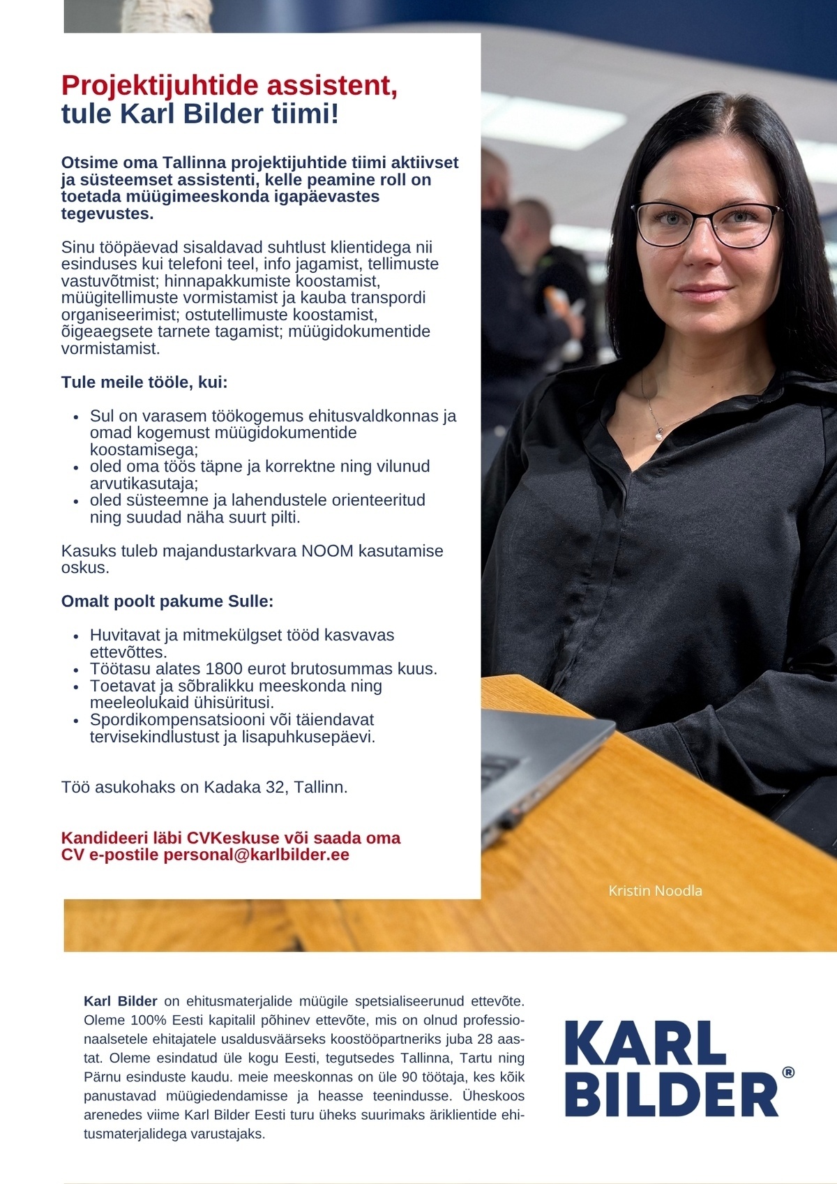 Karl Bilder OÜ Projektijuhtide assistent