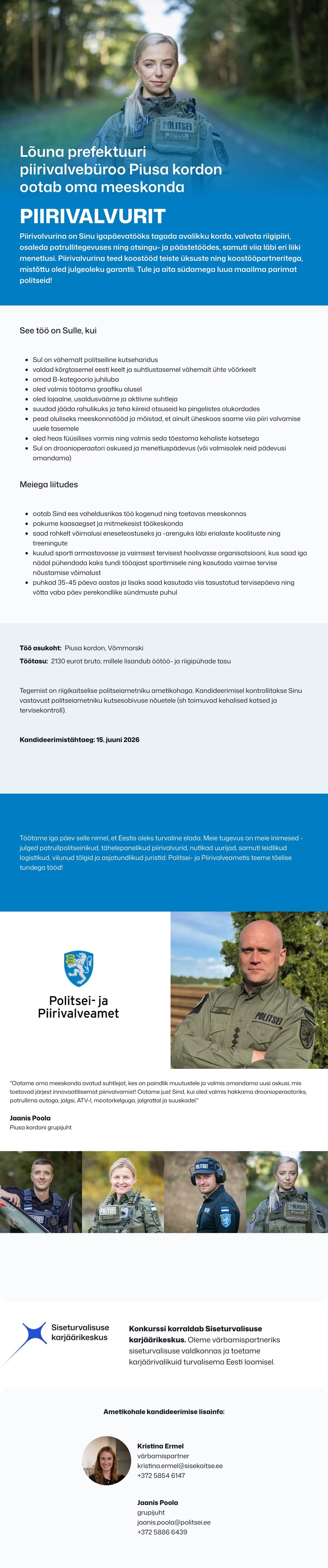 Siseturvalisuse karjäärikeskus Piusa kordoni piirivalvur