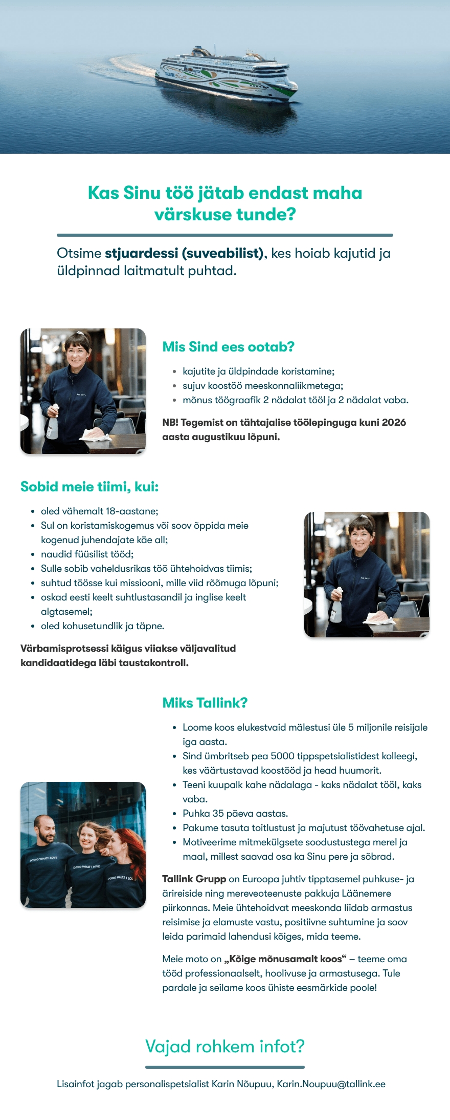 Tallink Grupp AS Stjuardess (suvetöötaja)