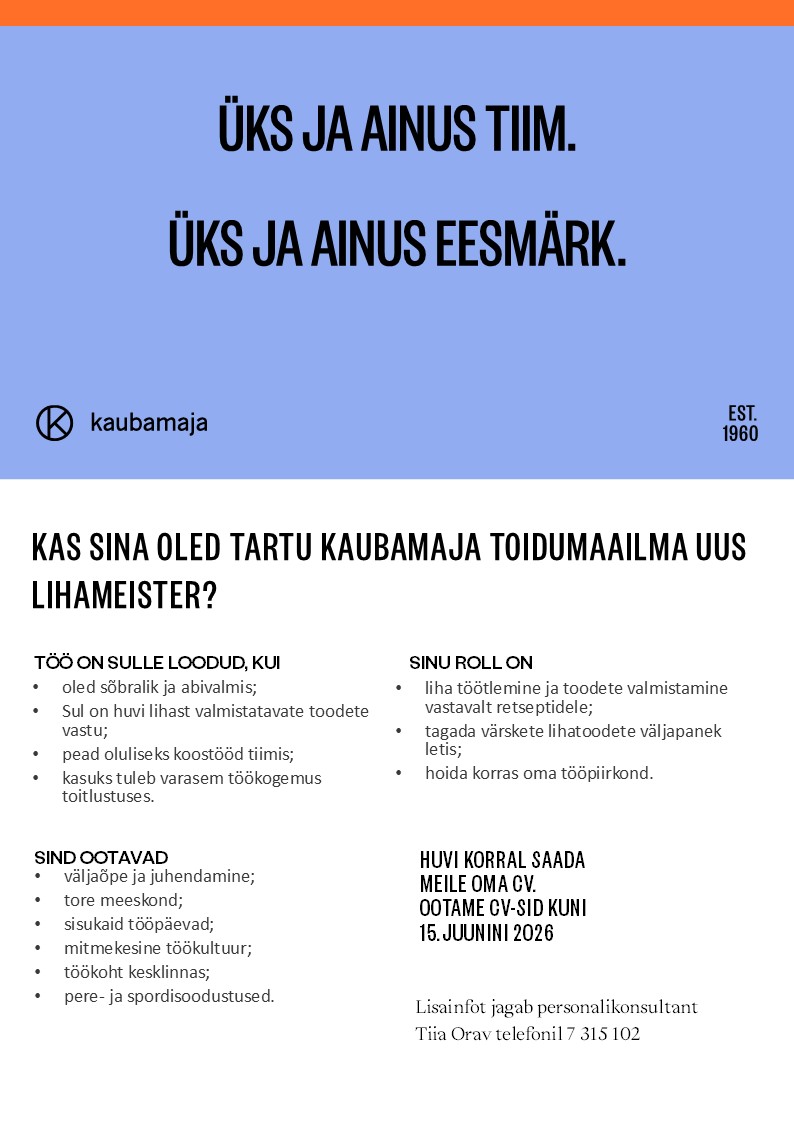 Kaubamaja Lihameister Tartu Kaubamaja Toidumaailmas
