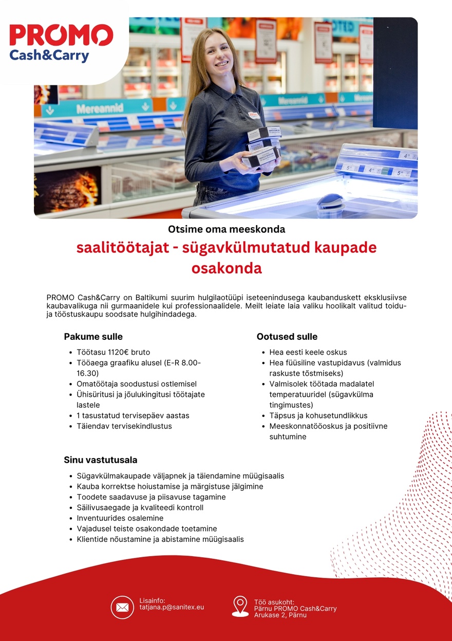Sanitex OÜ Saalitöötaja sügavkülmutatud kaupade osakonda