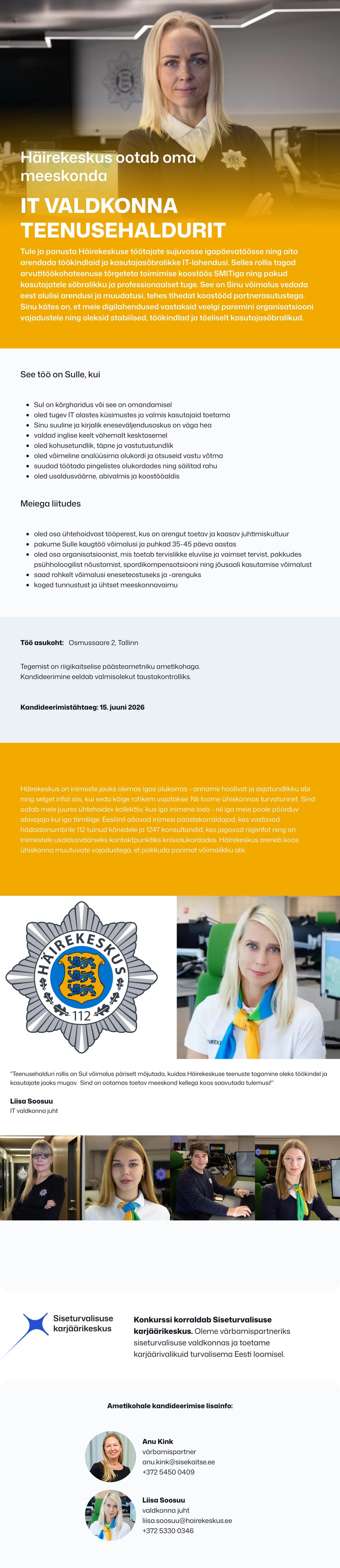 Siseturvalisuse karjäärikeskus IT valdkonna teenusehaldur