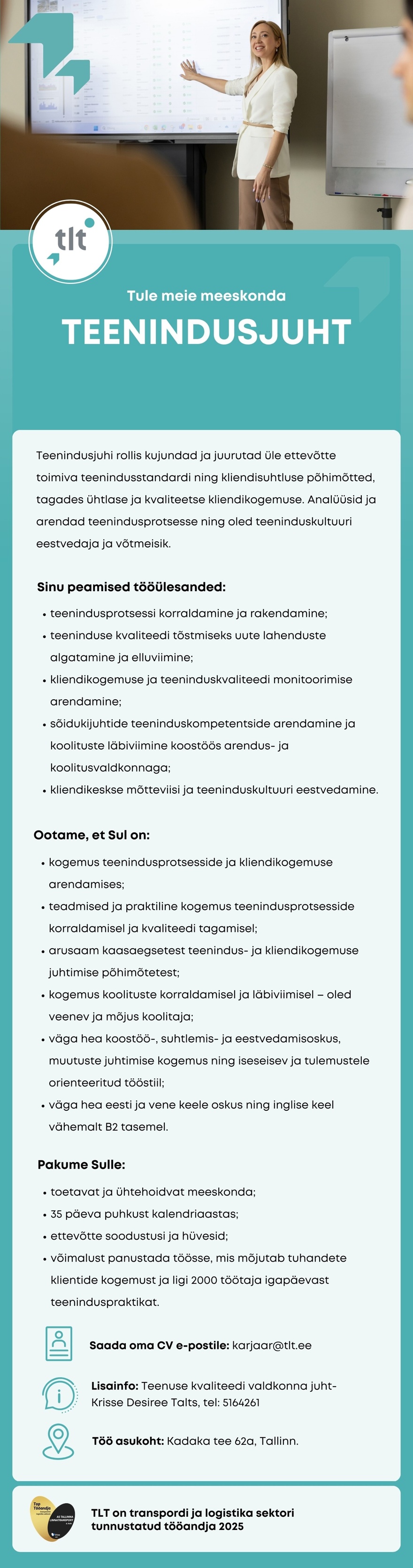 AS Tallinna Linnatransport TEENINDUSJUHT