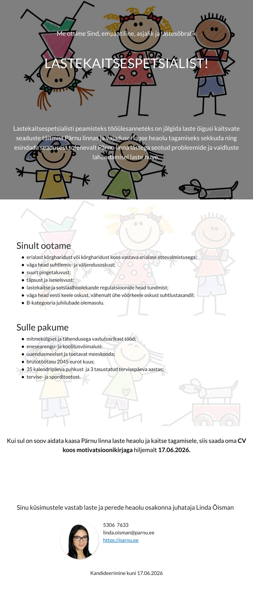 Pärnu Linnavalitsus Lastekaitsespetsialist
