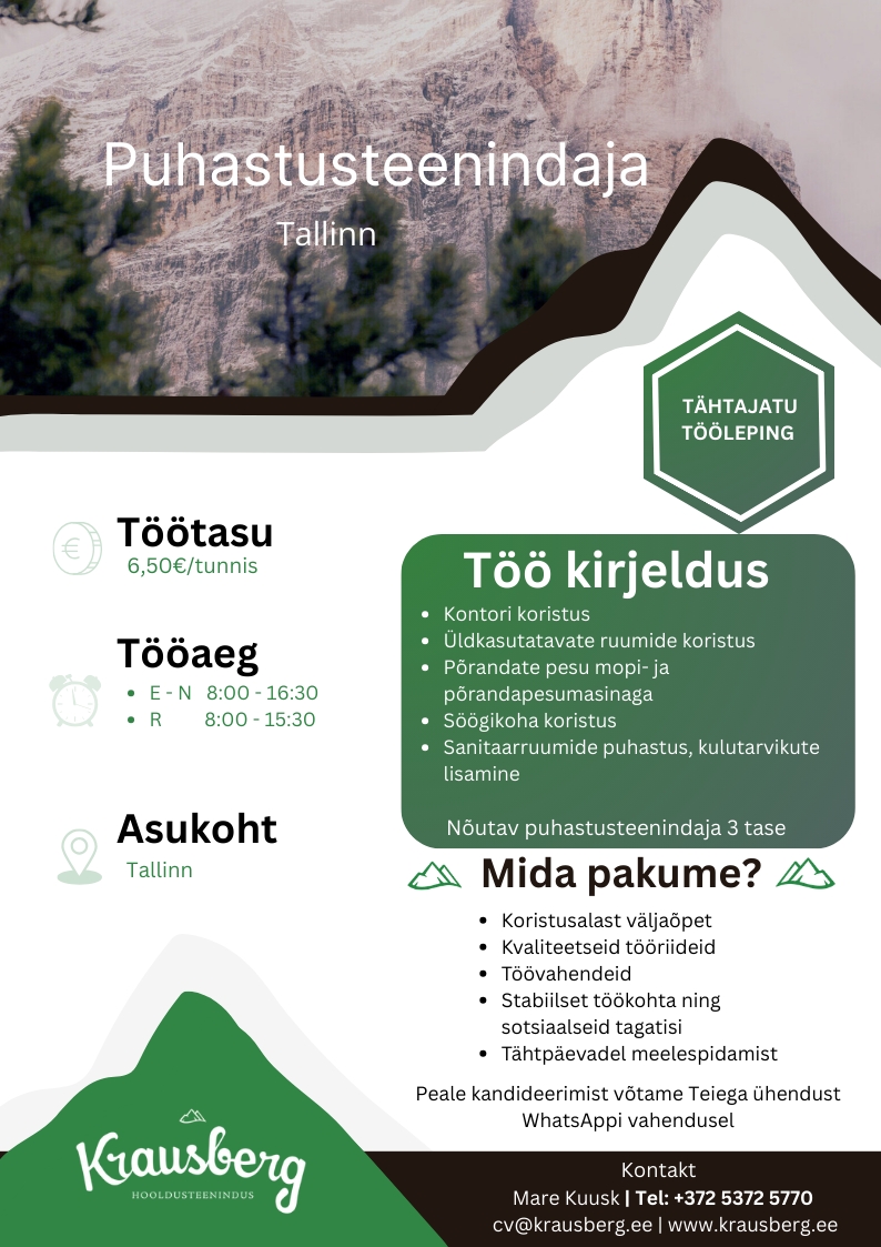 Krausberg Eesti OÜ Puhastusteenindaja Ädala (Päevane)