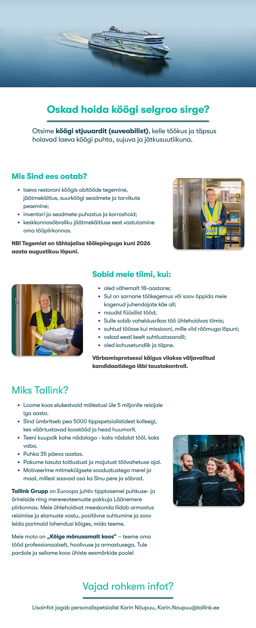 Tallink Grupp AS Köögi stjuuard