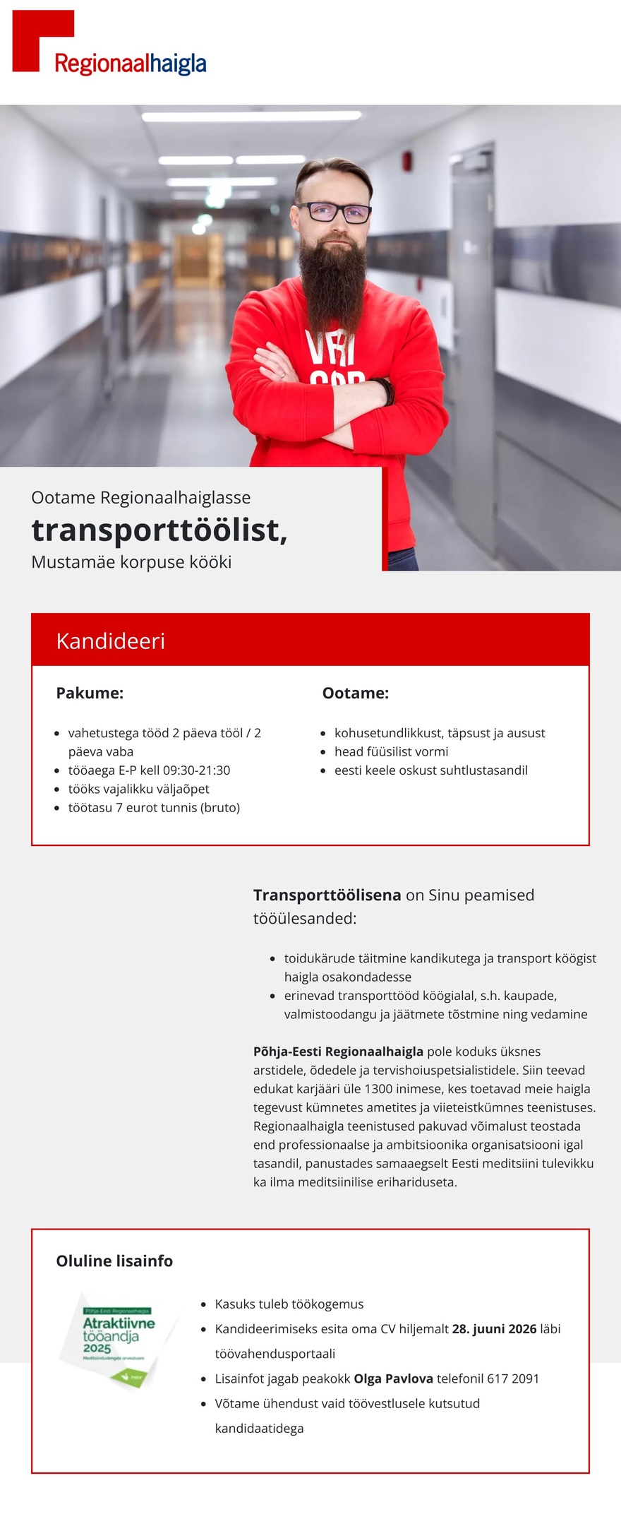 Põhja-Eesti Regionaalhaigla Transporttööline kööki
