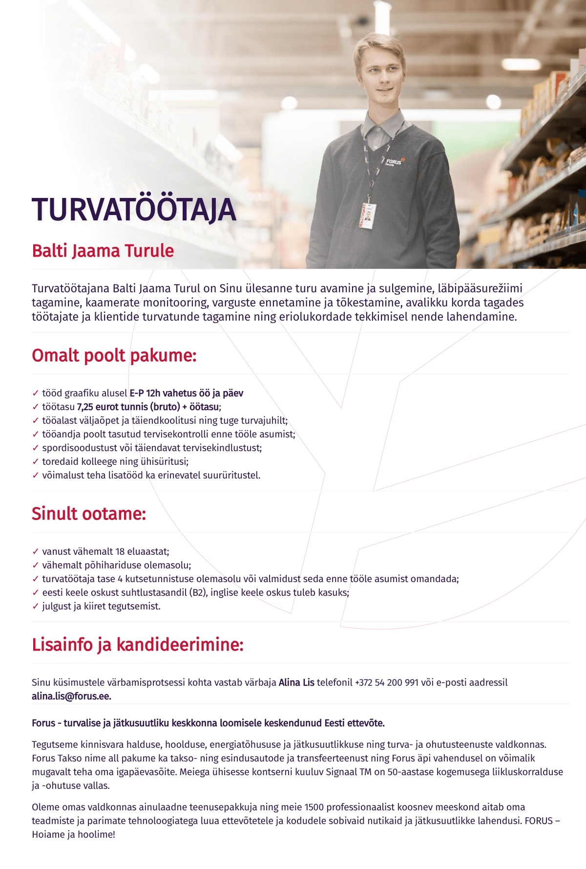 Forus Security AS Turvatöötaja Balti Jaama Turule