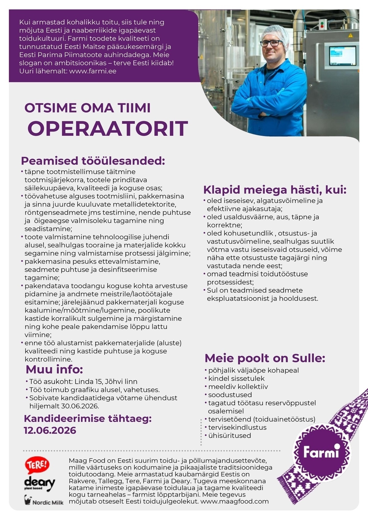 AS Farmi Piimatööstus Operaator