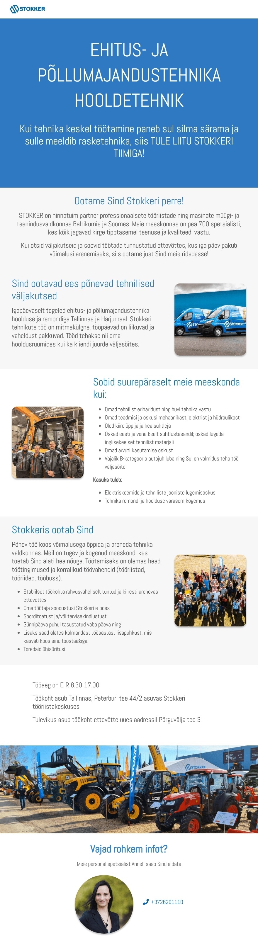 AS Stokker Ehitus- ja põllumajandustehnika hooldetehnik