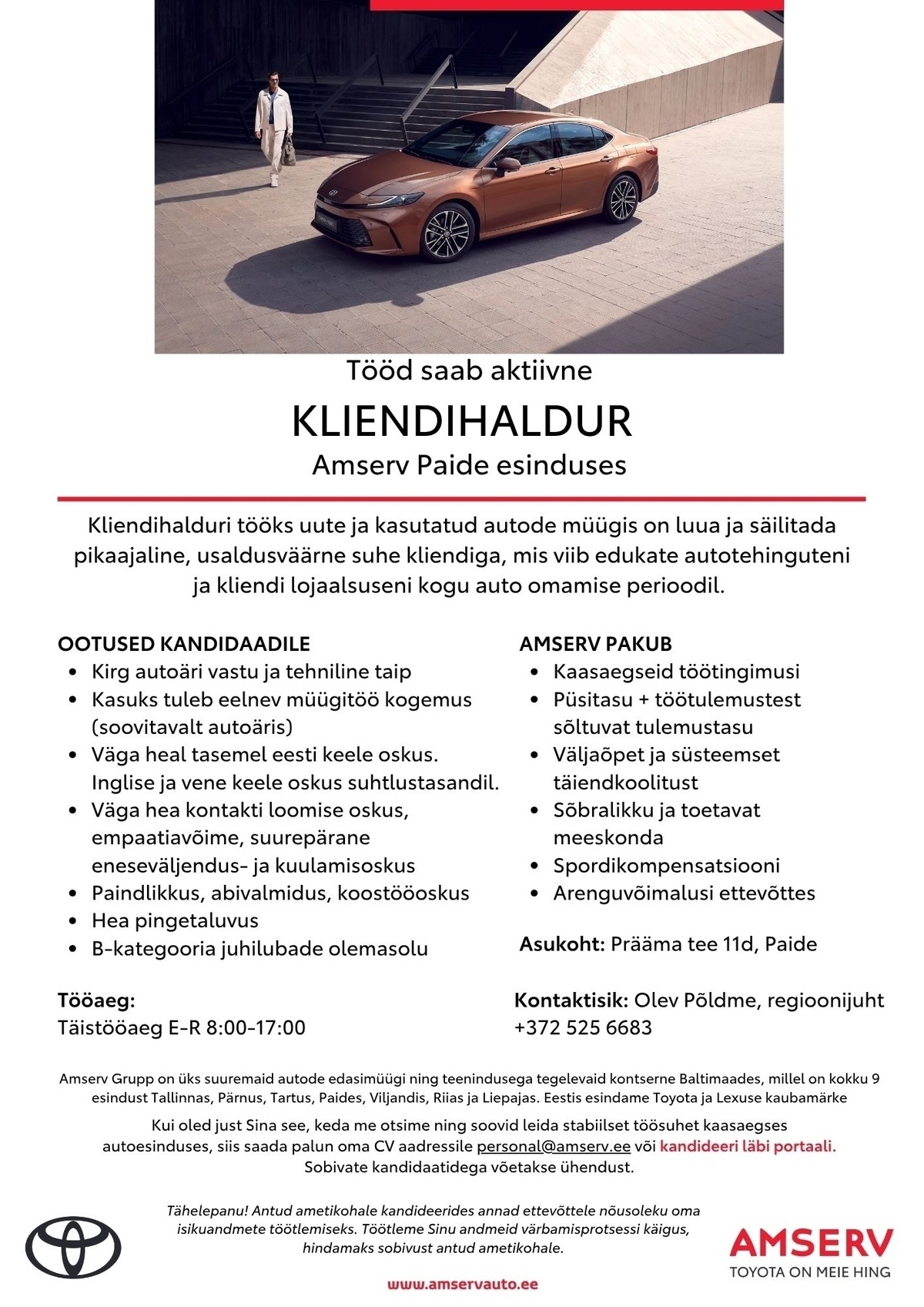 Amserv Auto OÜ Kliendihaldur Amserv Paide esinduses