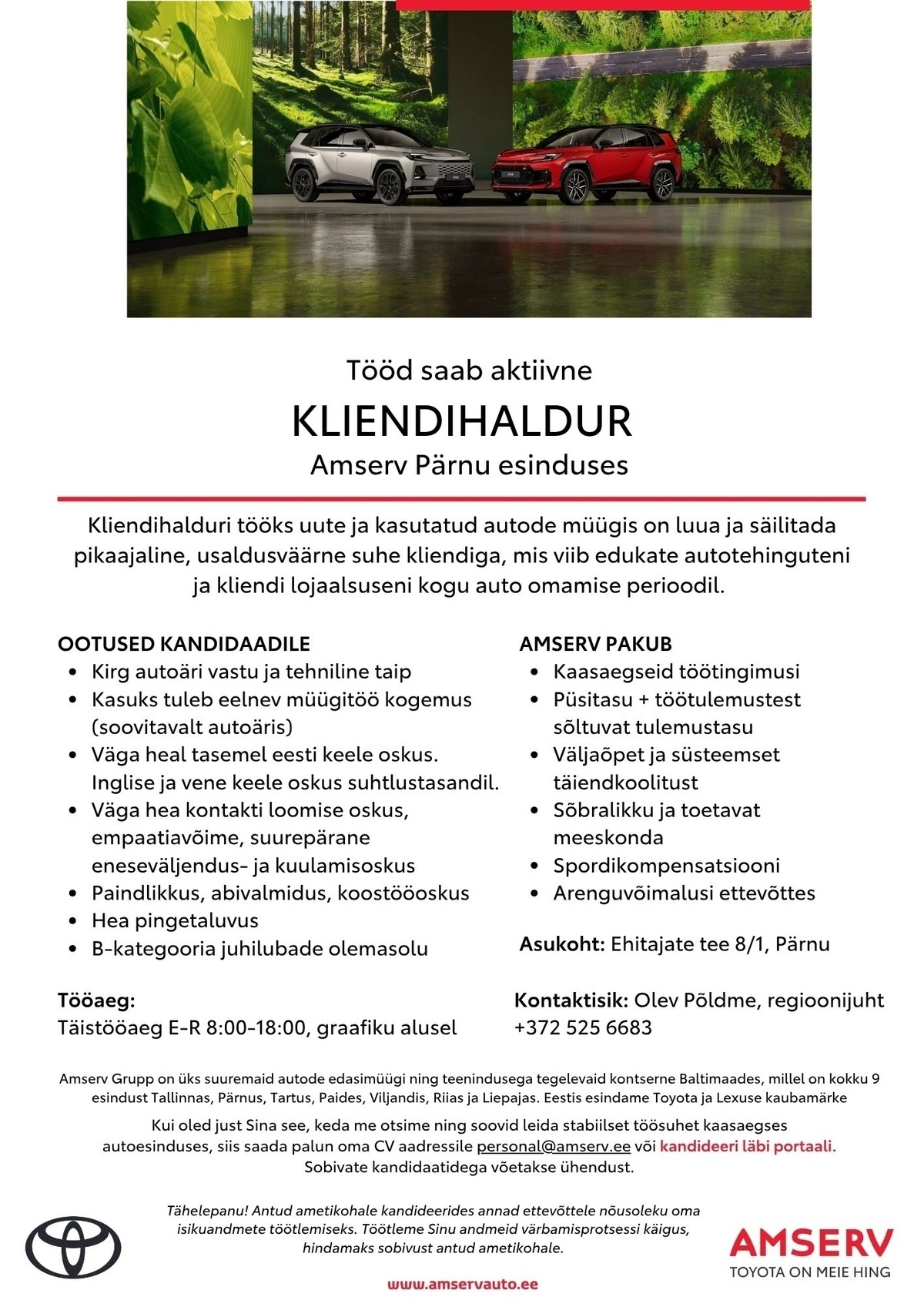Amserv Auto OÜ Kliendihaldur Amserv Pärnu esinduses