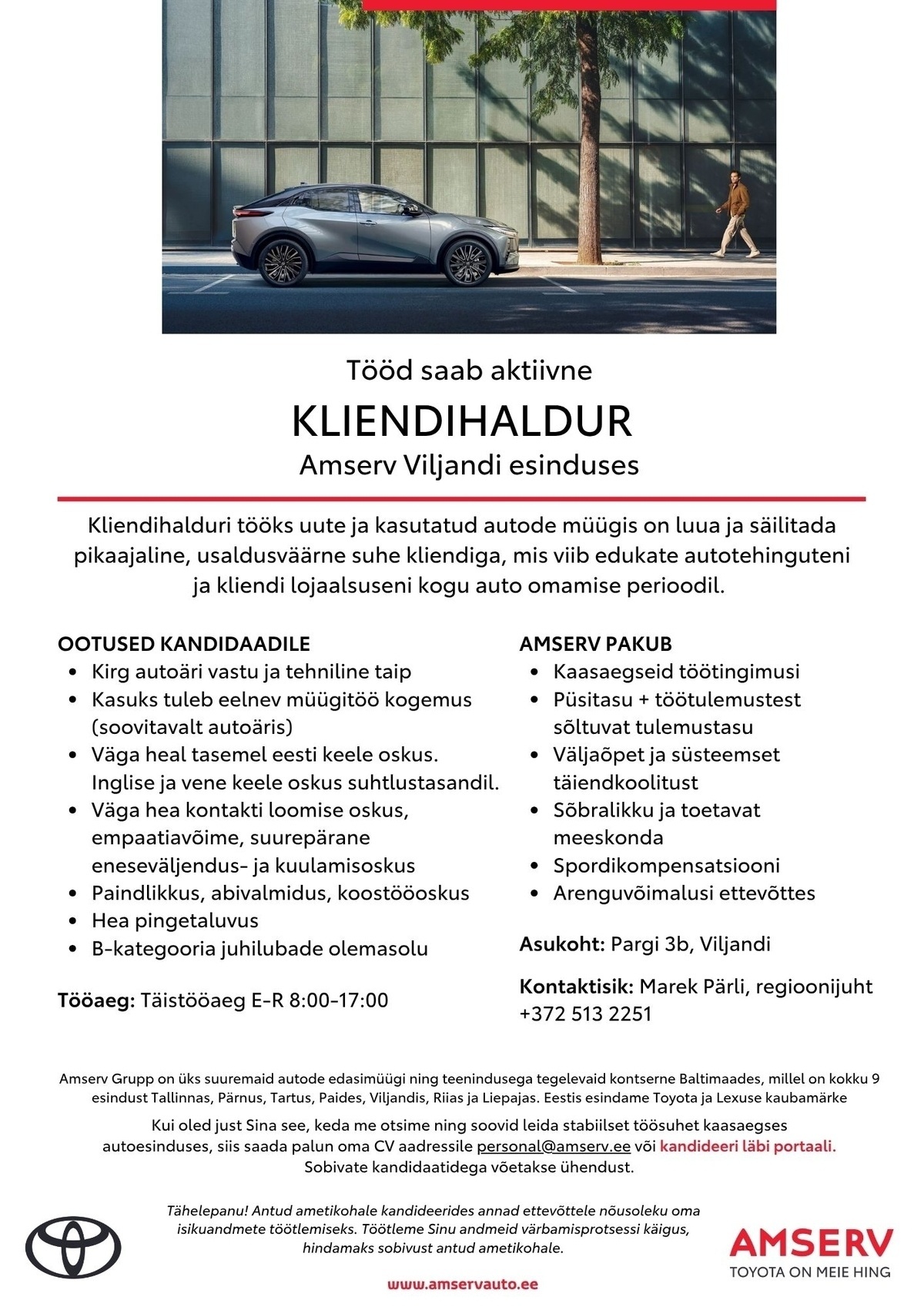 Amserv Auto OÜ Kliendihaldur Amserv Viljandi esinduses