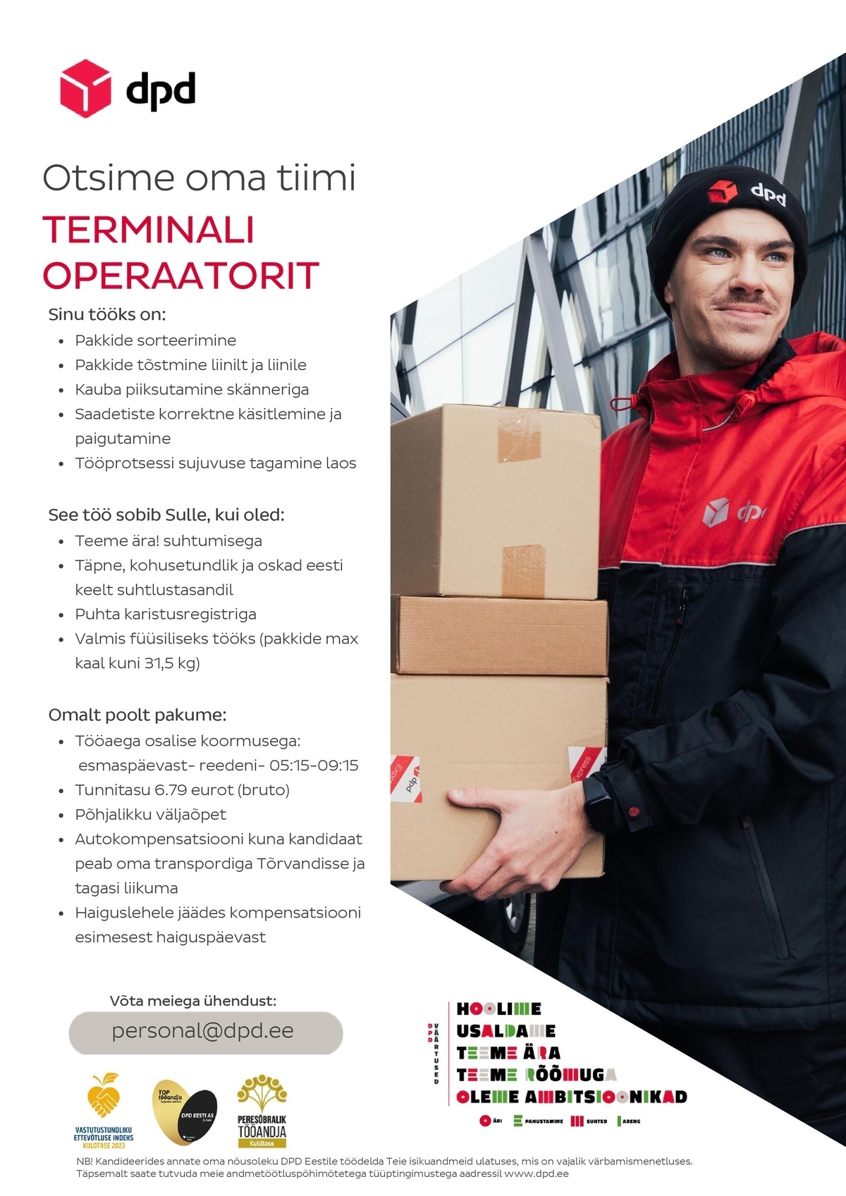 DPD Eesti AS Tartu terminali operaator (tähtajaline)