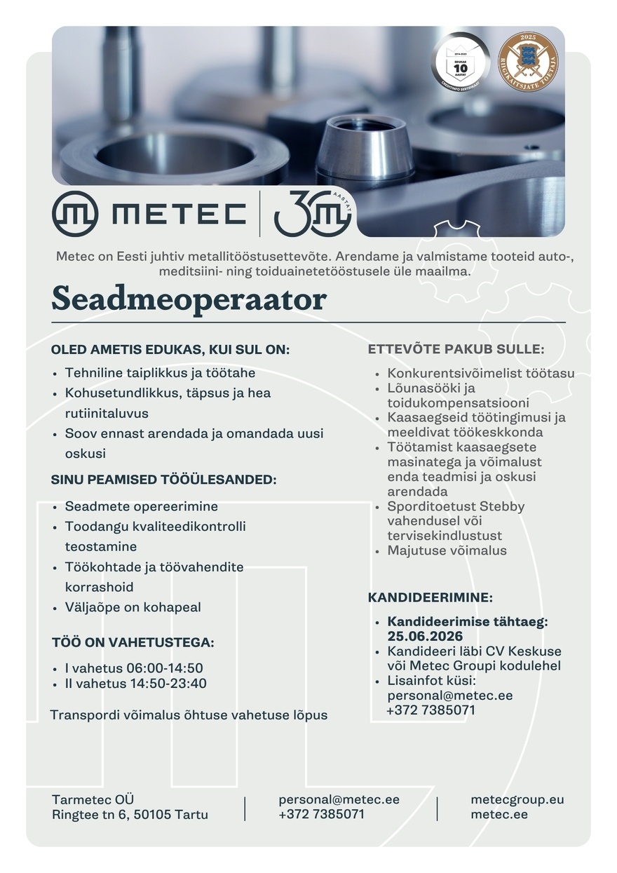 Tarmetec OÜ Seadmeoperaator