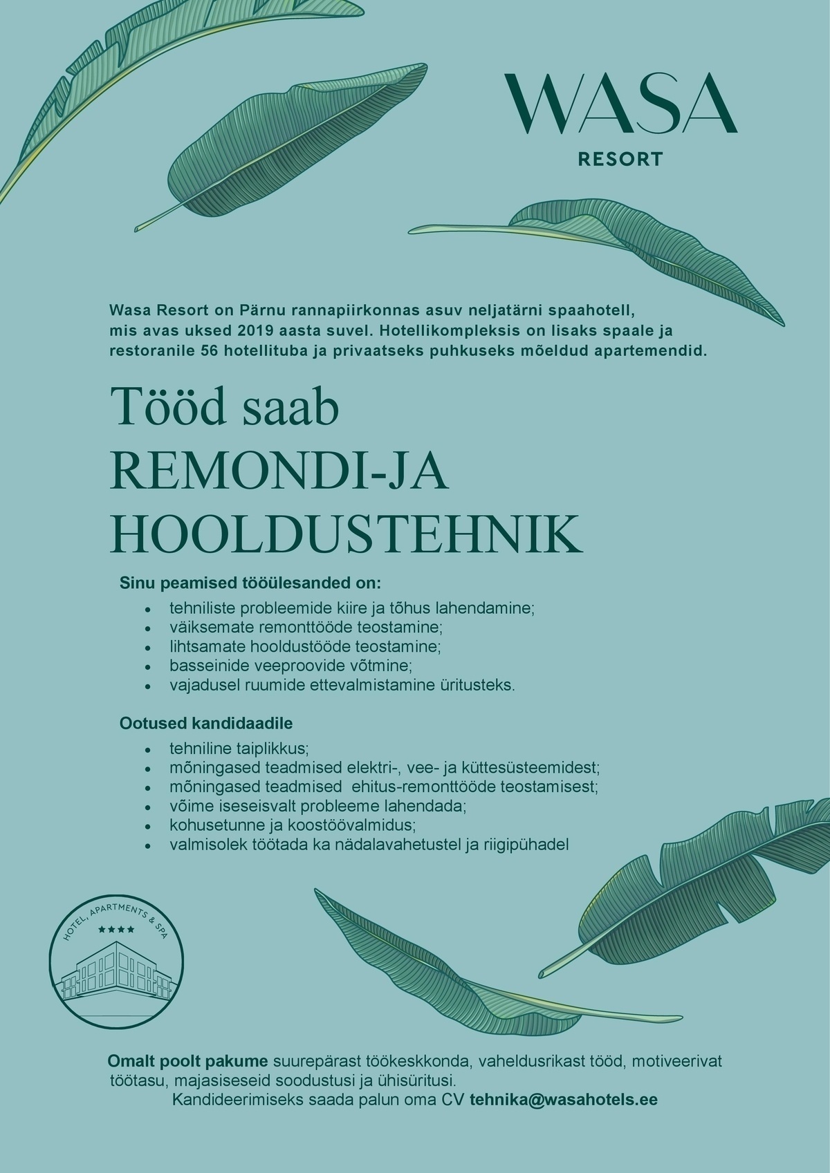 Wasa AS Remondi- ja hooldustehnik