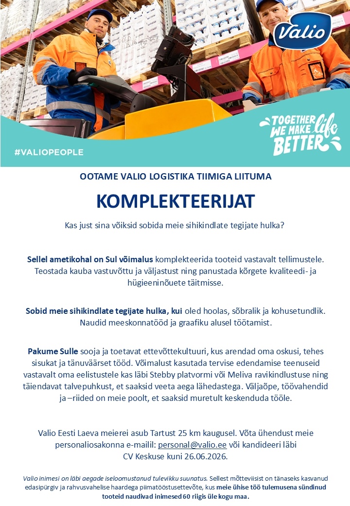 Valio Eesti AS Komplekteerija