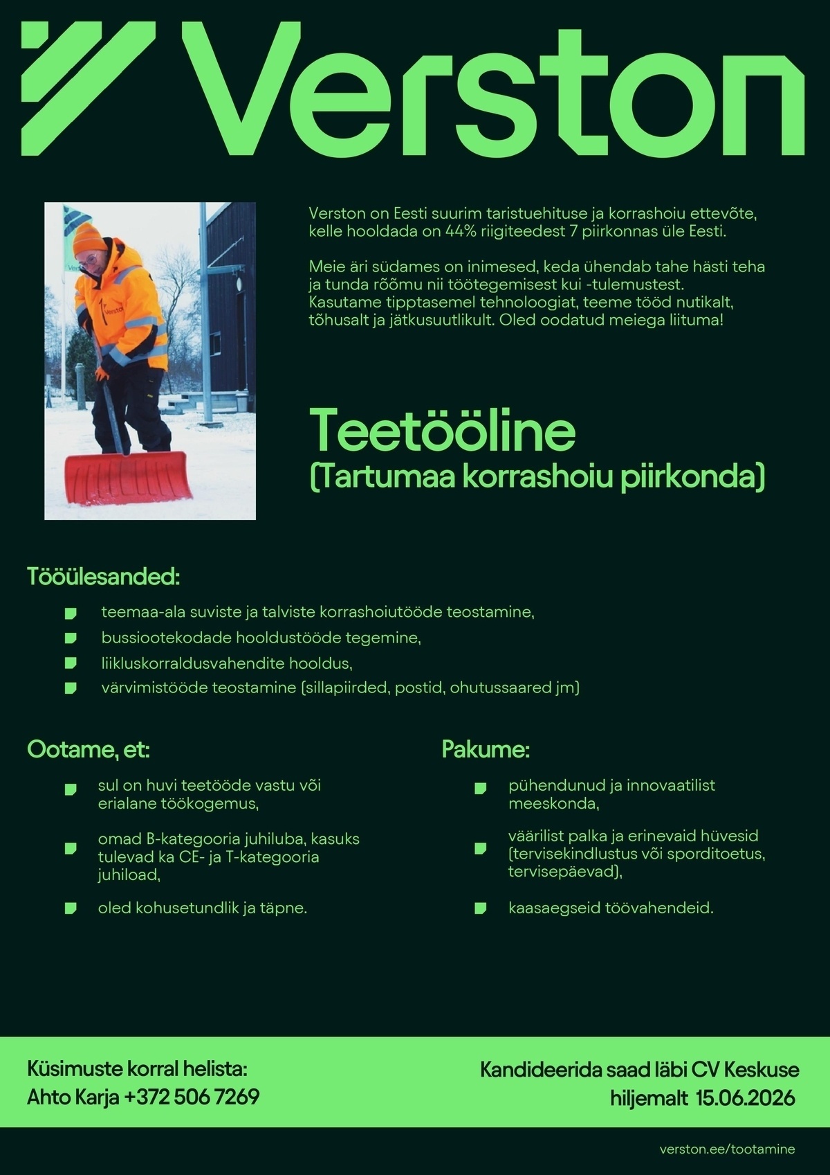 VERSTON EESTI OÜ Teetööline