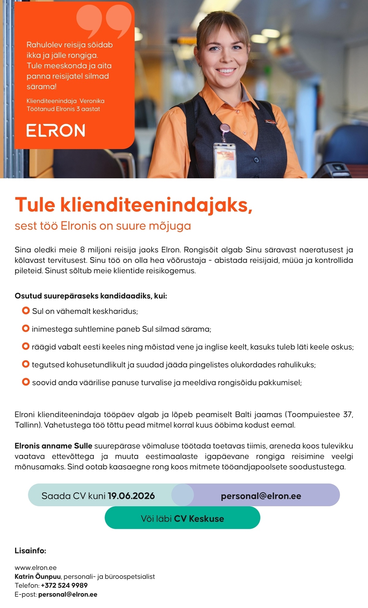 AS Eesti Liinirongid Klienditeenindaja