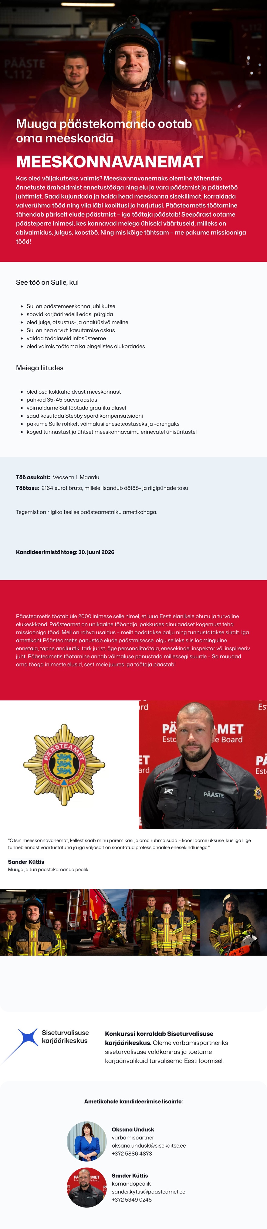 Siseturvalisuse karjäärikeskus Muuga päästekomando meeskonnavanem