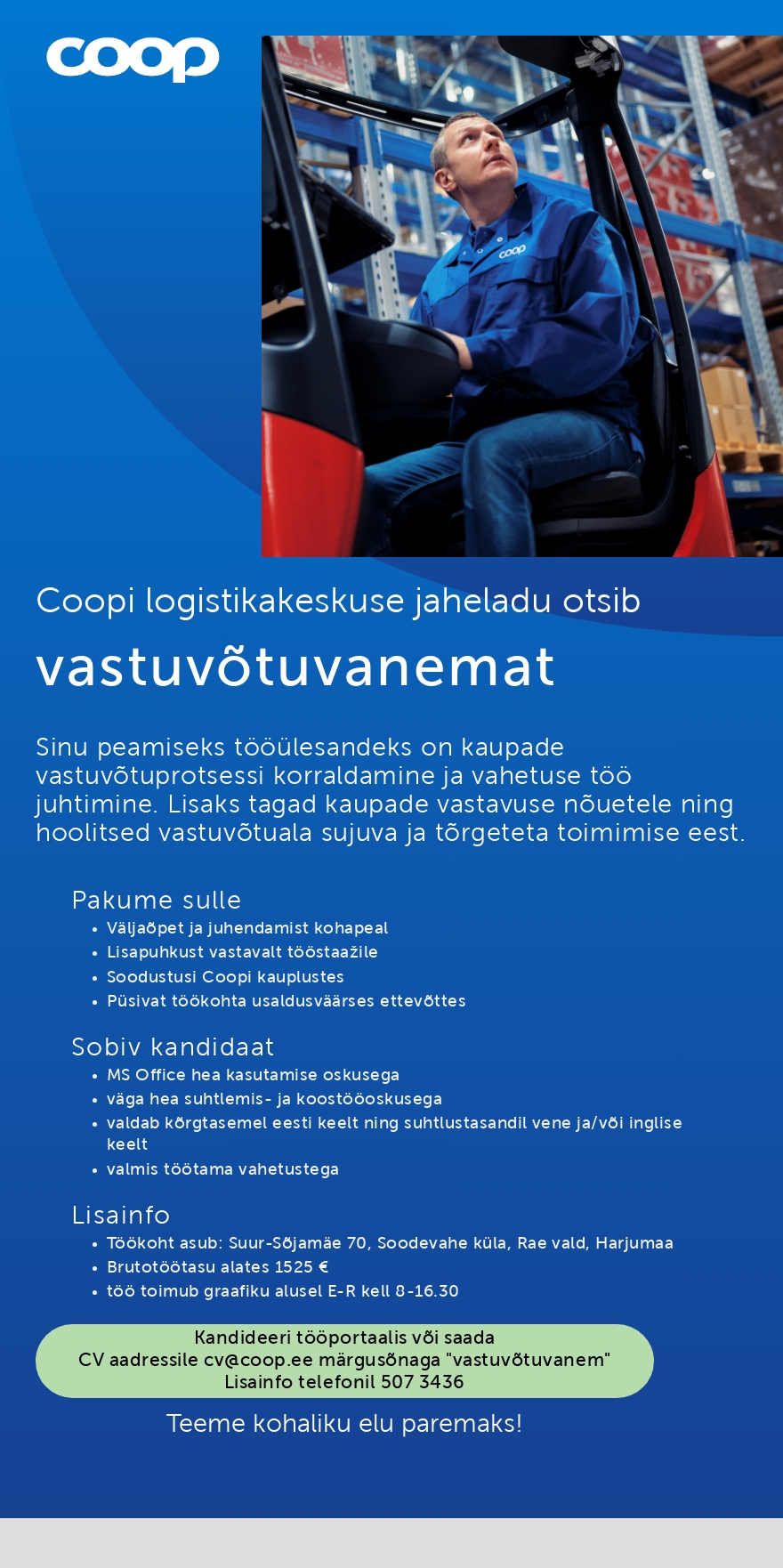 Coop Eesti Keskühistu Vastuvõtuvanem