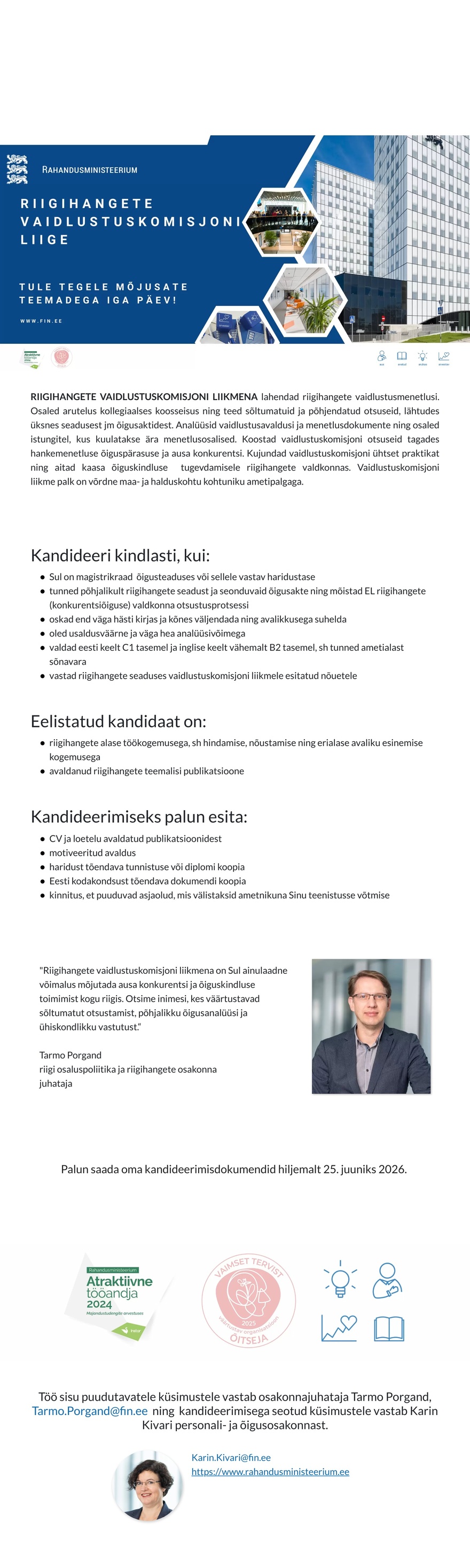 Rahandusministeerium RIIGIHANGETE VAIDLUSTUSKOMISJONI LIIGE