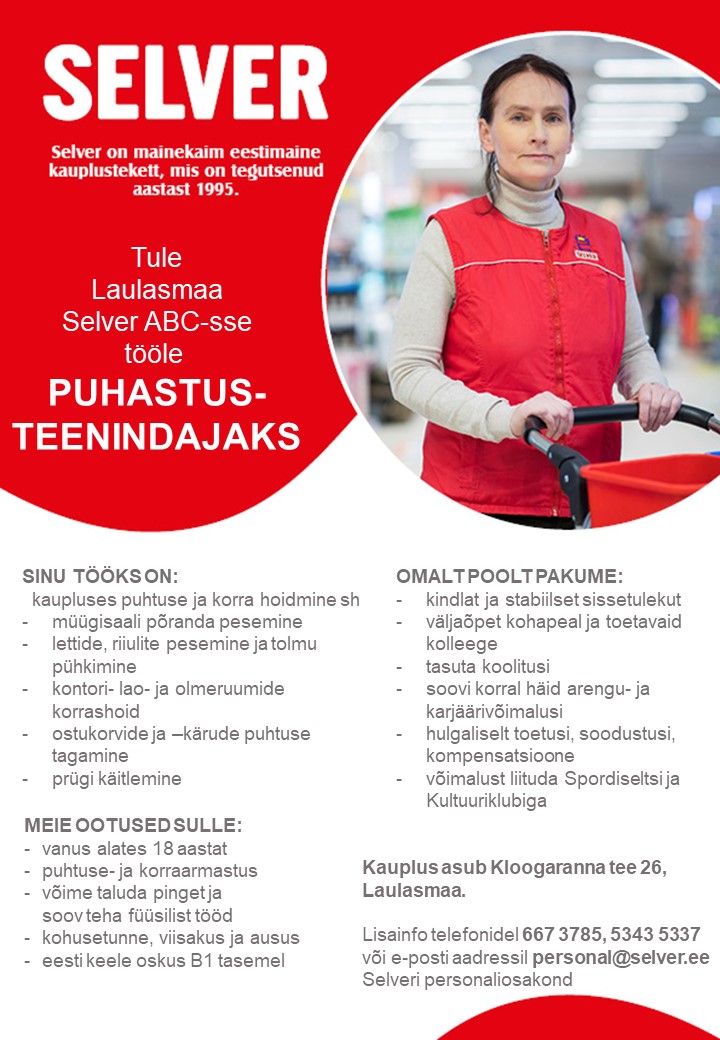 Selver Puhastusteenindaja Laulasmaa Selver ABC-s