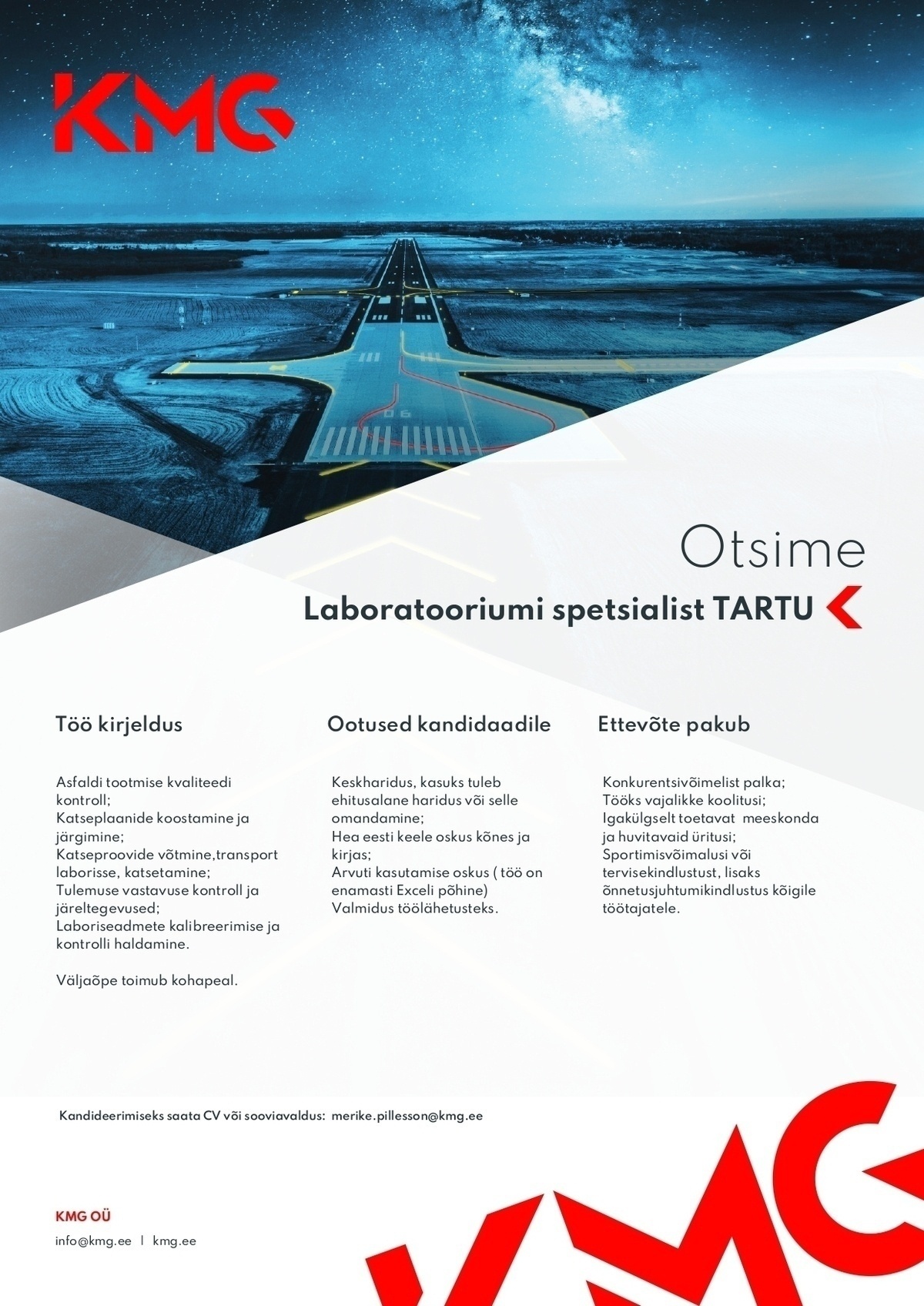KMG OÜ Laboratooriumi spetsialist