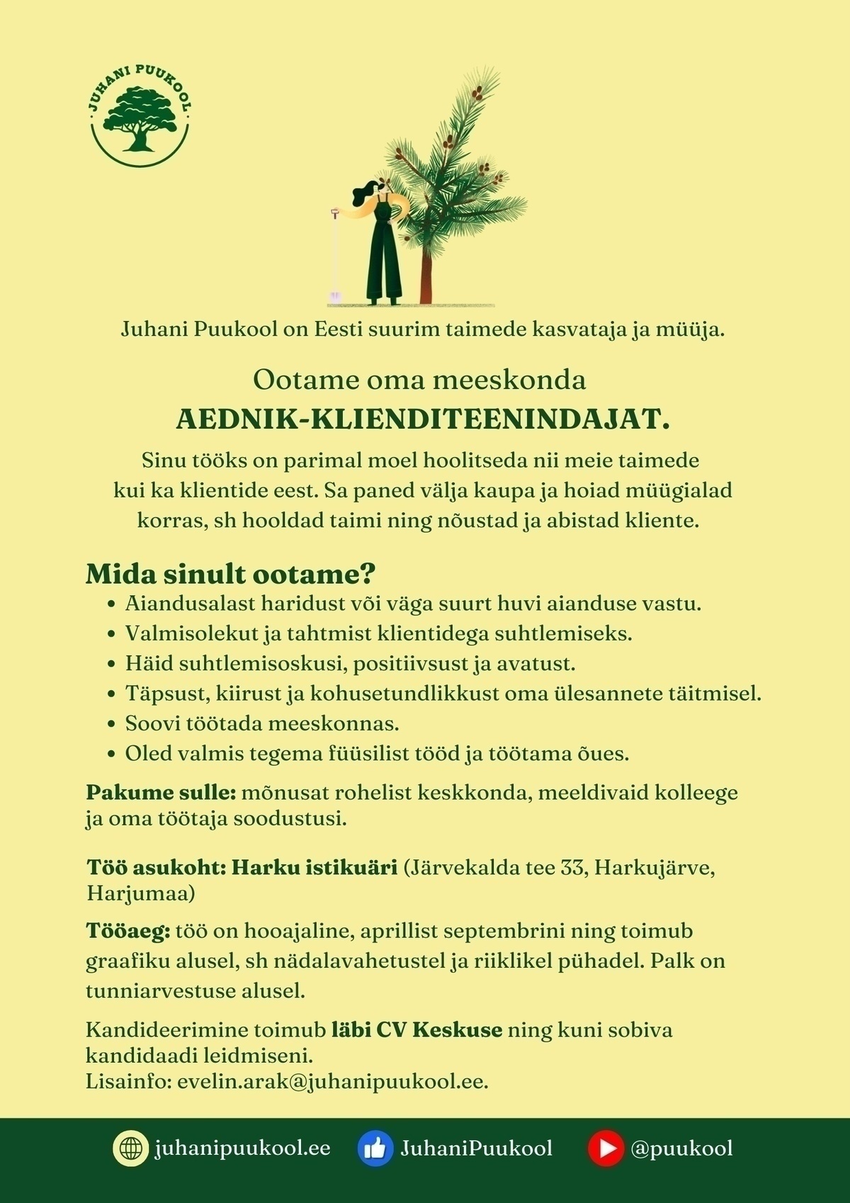 Plantex AS Aednik- klienditeenindaja Harku istikuäris
