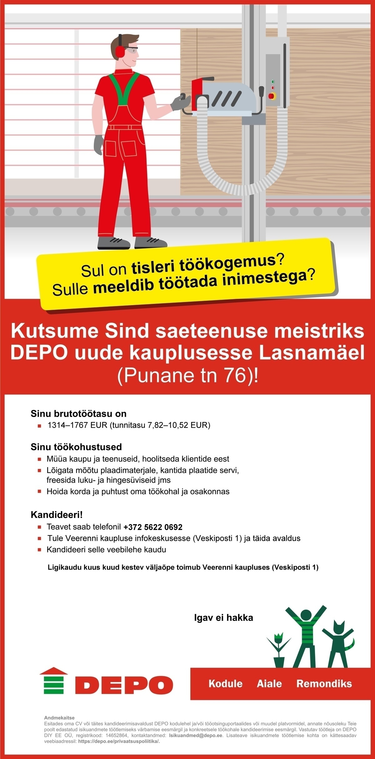 DEPO DIY EE OÜ Saeteenuse meister, Lasnamäe (Punane tn 76)