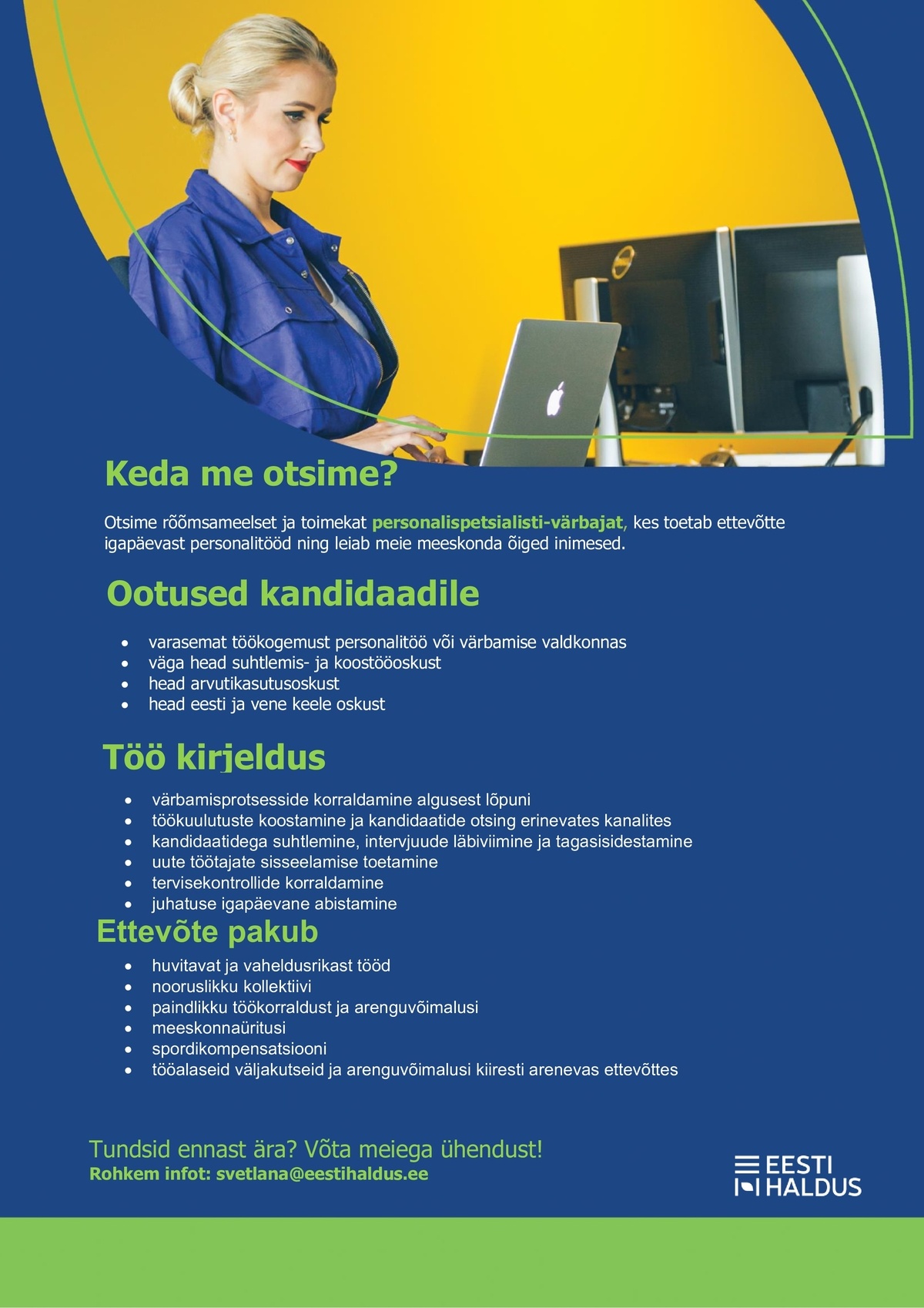 OÜ Eesti Haldus Personalispetsialist-värbaja