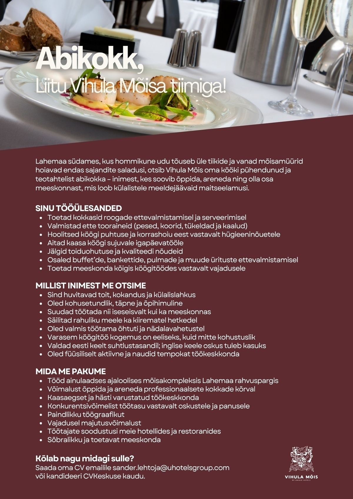Vihula Manor Hospitality OÜ Abikokk