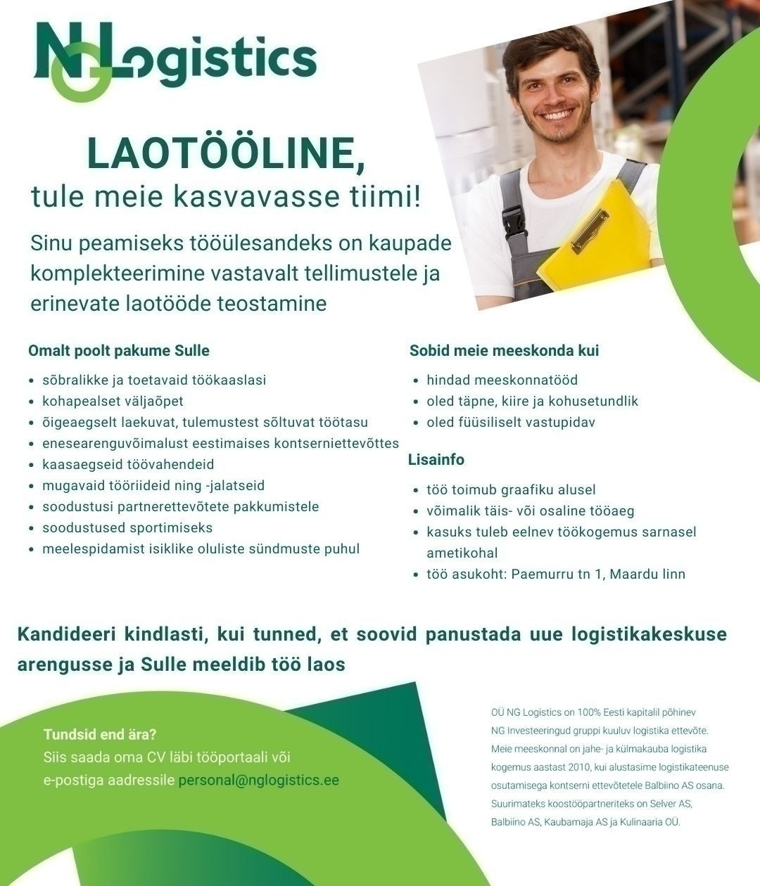 OÜ NG Logistics Laotööline
