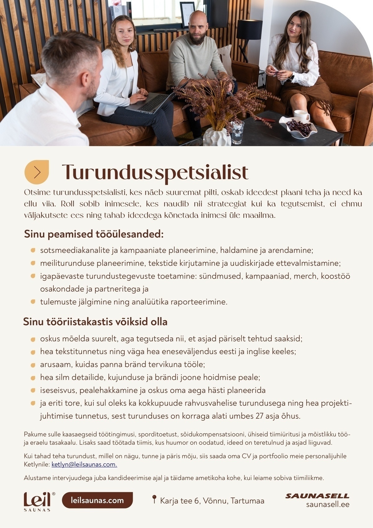 SAUNASELL OÜ Turundusspetsialist