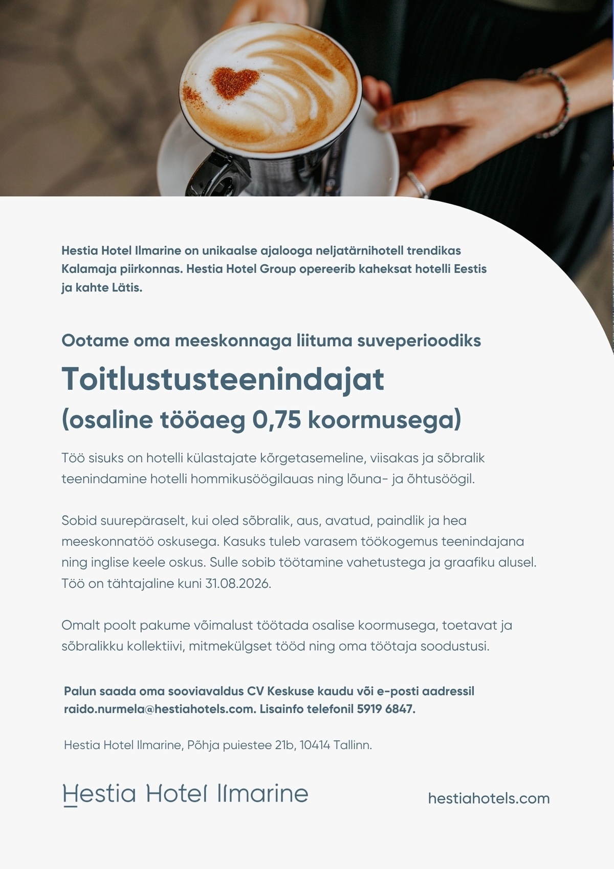 Hestia Hotel Ilmarine Toitlustusteenindaja (0,75 koormusega)