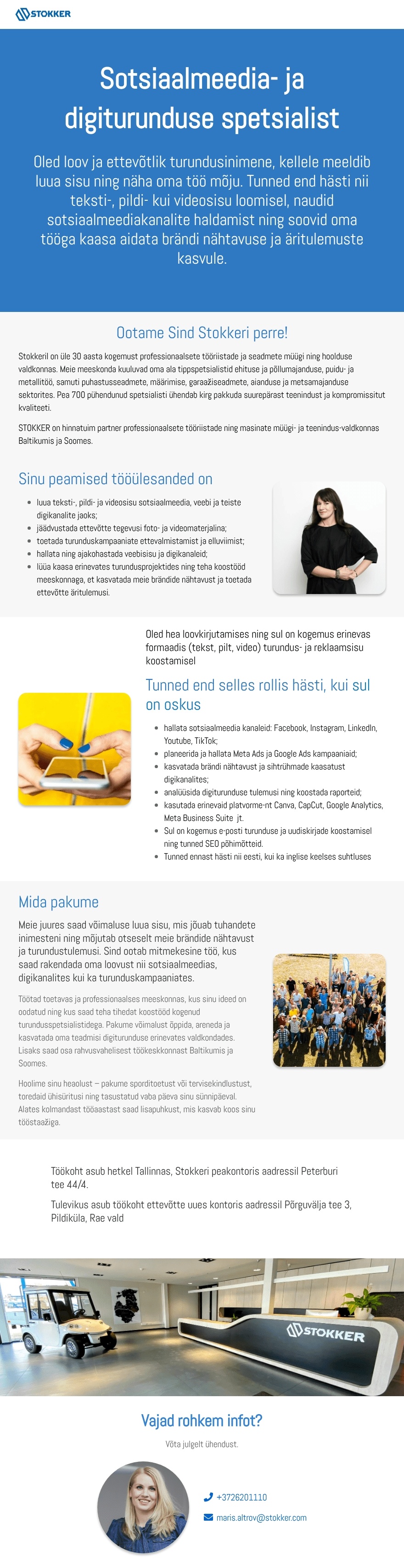AS Stokker Sotsiaalmeedia ja digiturunduse spetsialist