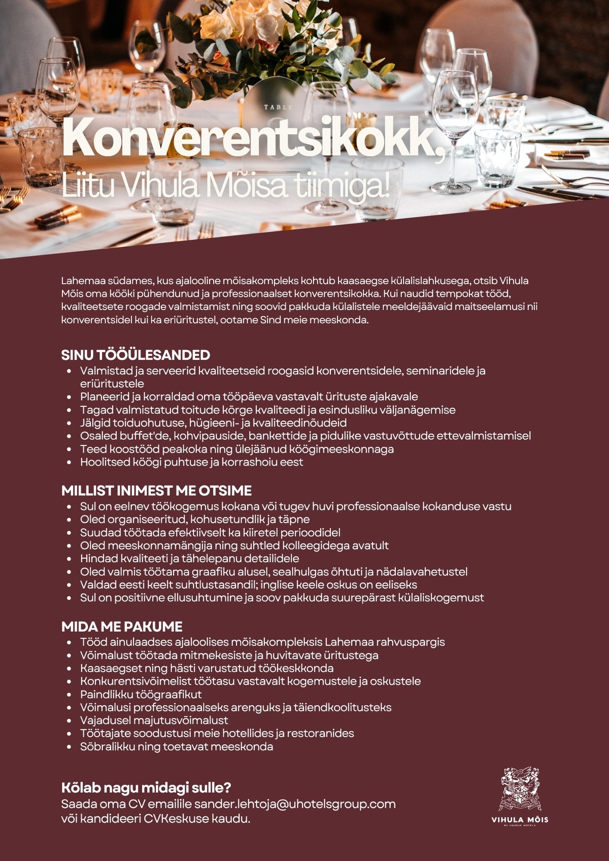 Vihula Manor Hospitality OÜ Konverentsikokk