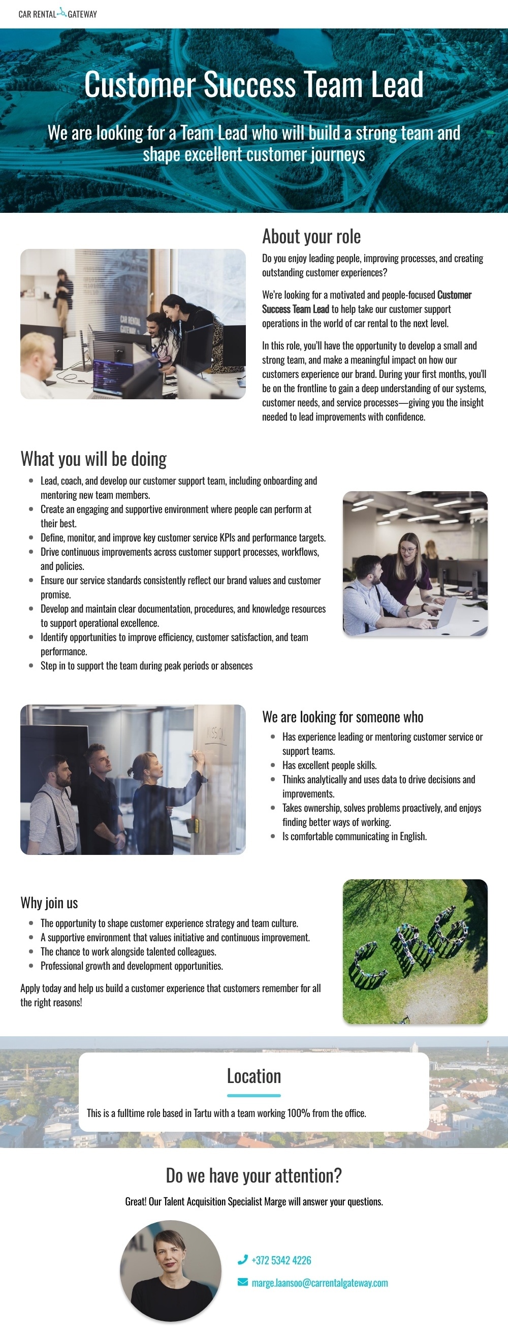CAR RENTAL GATEWAY Customer Success Team Lead