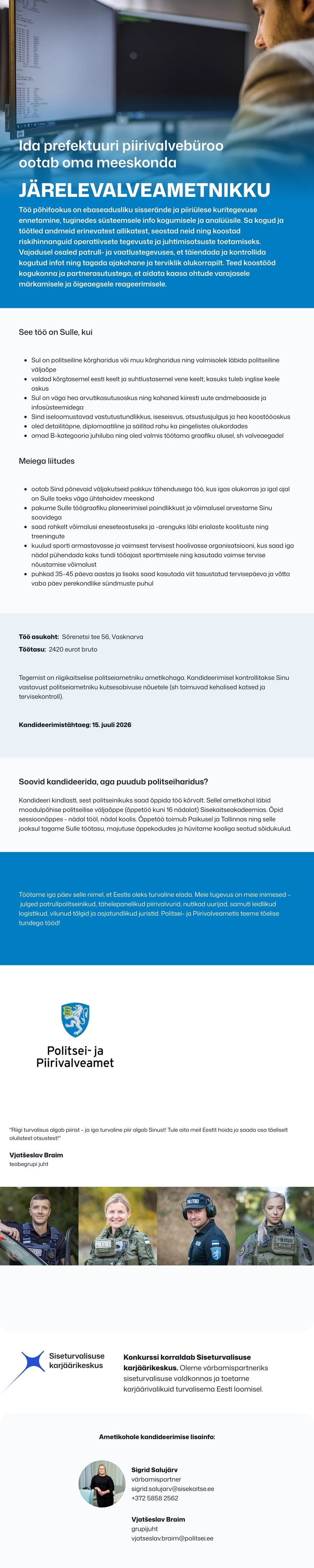 Siseturvalisuse karjäärikeskus Ida prefektuuri järelevalveametnik
