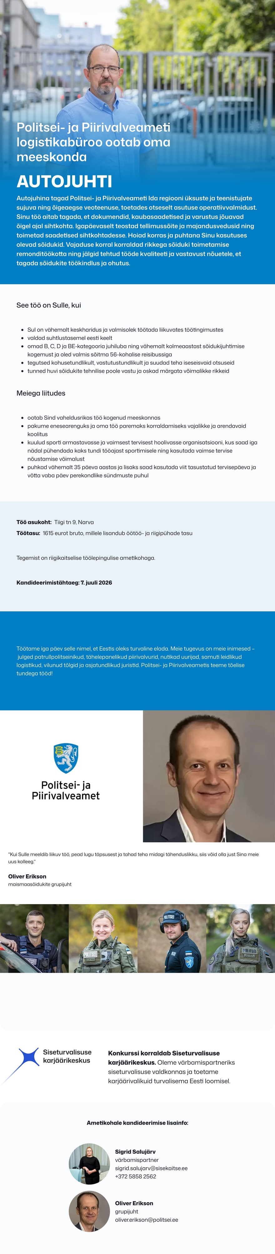 Siseturvalisuse karjäärikeskus Ida majandustalituse autojuht