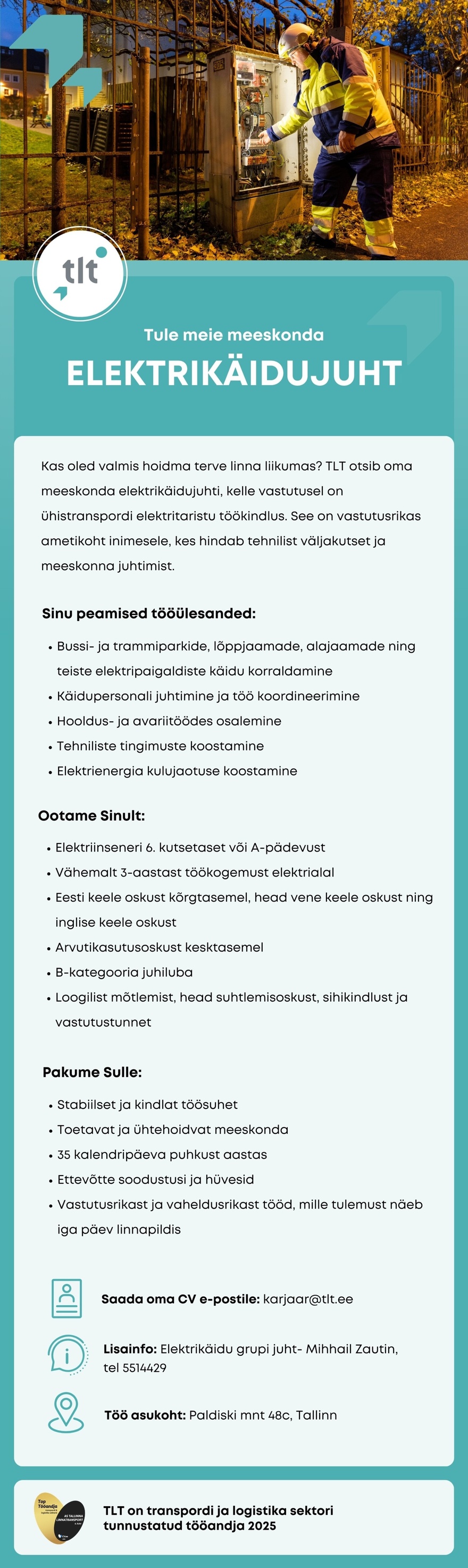 AS Tallinna Linnatransport ELEKTRIKÄIDUJUHT