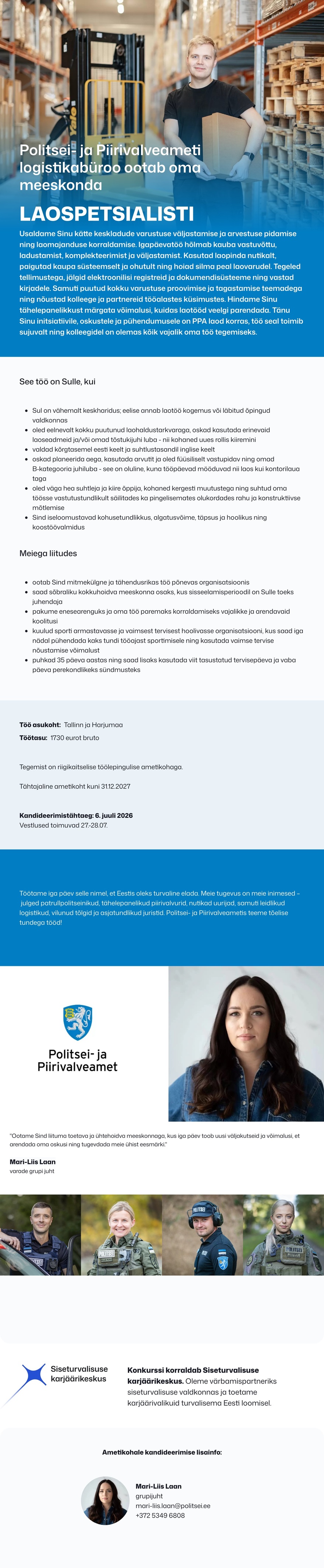 Siseturvalisuse karjäärikeskus Laospetsialist