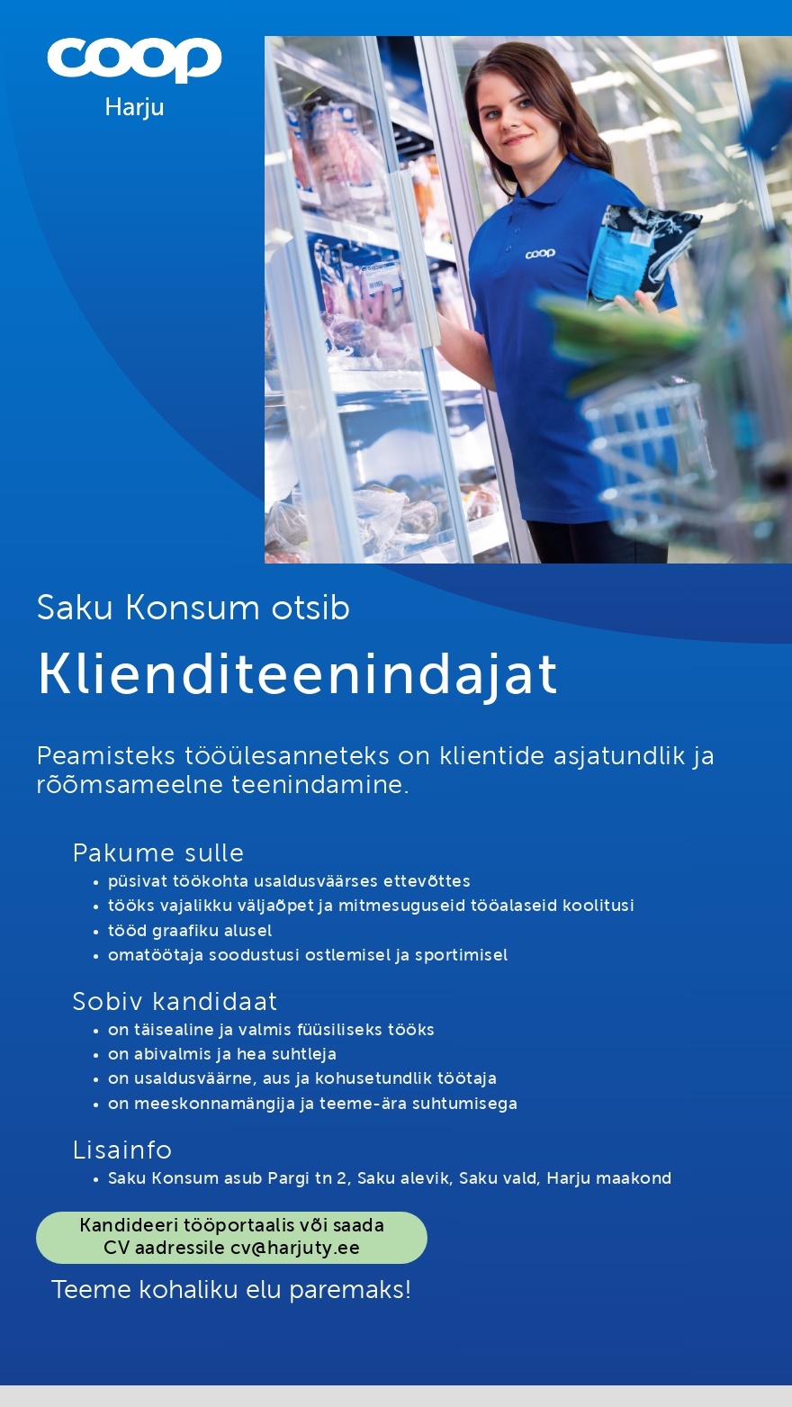 Harju Tarbijate Ühistu Klienditeenindaja Saku Konsumis (Coop Harju)