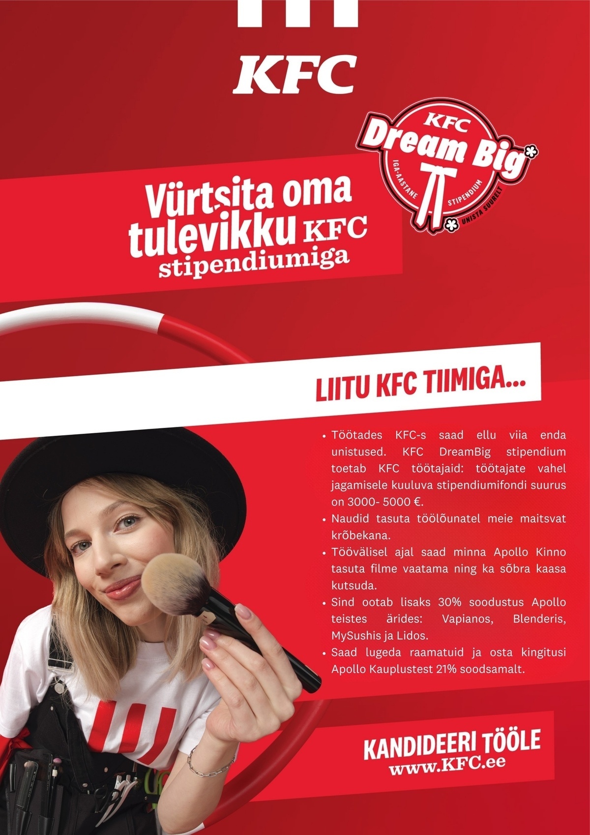 APL Fresh Food OÜ KFC Lõunakeskus kutsub tiimi TEENINDAJAT JA PANEERIJAT! (suvetöö septembri lõpuni)