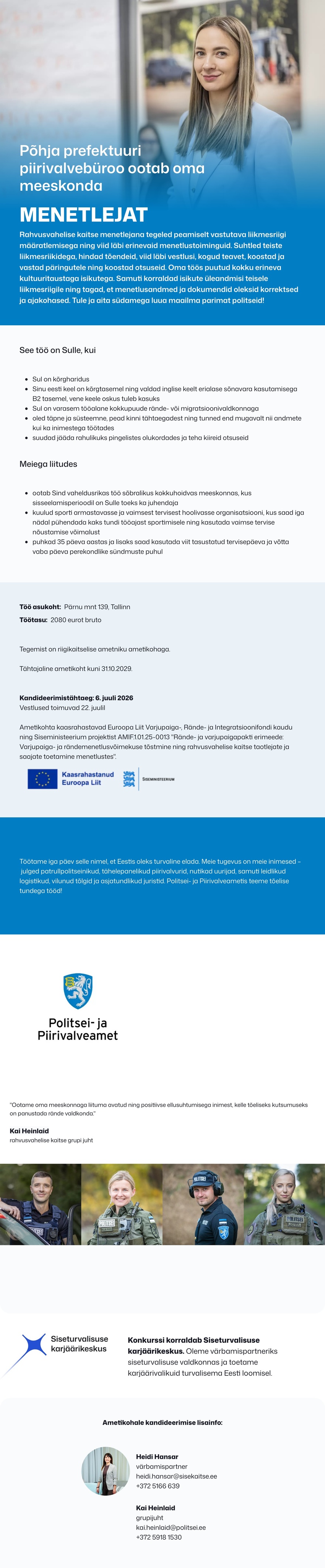 Siseturvalisuse karjäärikeskus Rahvusvahelise kaitse menetleja