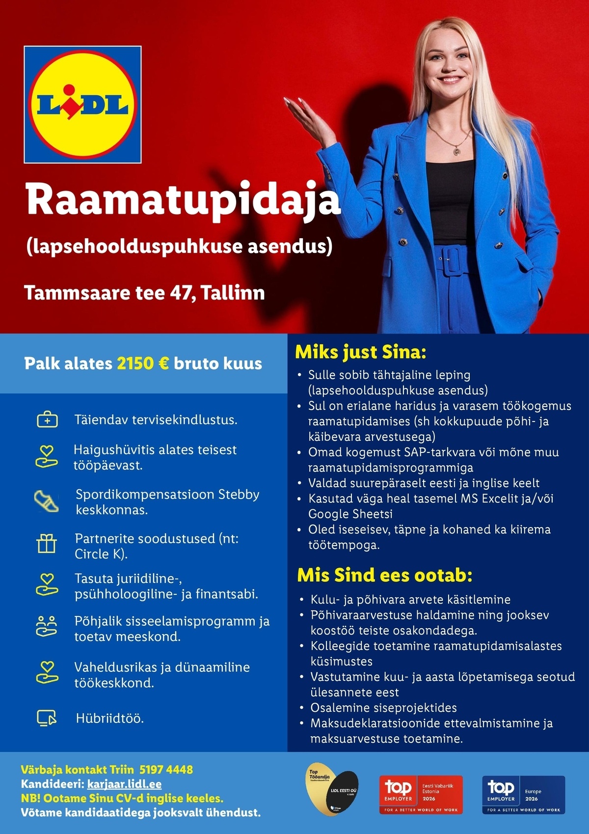 Lidl Eesti OÜ Raamatupidaja (lapsehoolduspuhkuse asendus)